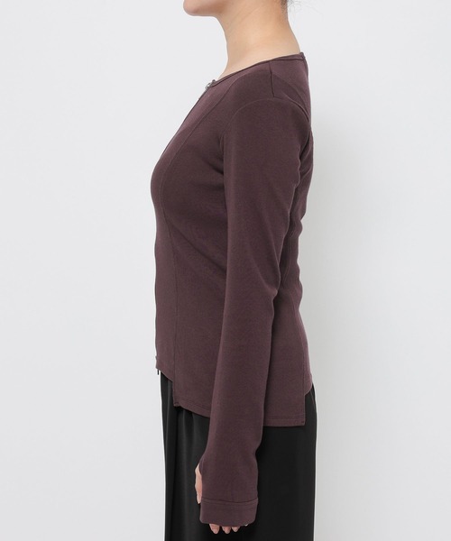 HARE（ハレ）の「ジップリブタイトカーディガン(HARE)（カーディガン/ボレロ・レディース・ブラック/グレー/バーガンディー・FREE）」の12枚目の写真