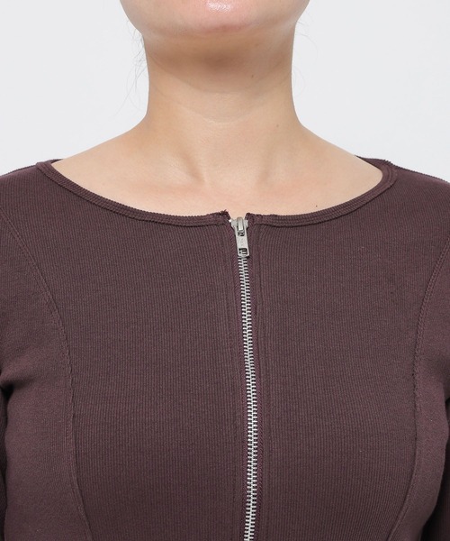 HARE（ハレ）の「ジップリブタイトカーディガン(HARE)（カーディガン/ボレロ・レディース・ブラック/グレー/バーガンディー・FREE）」の14枚目の写真