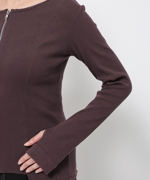 HARE（ハレ）の「ジップリブタイトカーディガン(HARE)（カーディガン/ボレロ・レディース・ブラック/グレー/バーガンディー・FREE）」の16枚目の写真