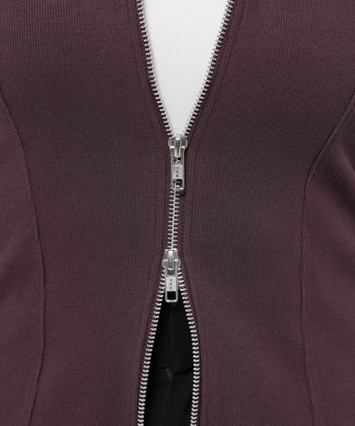 HARE（ハレ）の「ジップリブタイトカーディガン(HARE)（カーディガン/ボレロ・レディース・ブラック/グレー/バーガンディー・FREE）」の19枚目の写真
