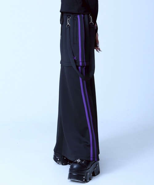 『REFLEM/レフレム』ポーチ付きジャージフリルスカート ブラック×パープル REFLEM スカート 「REFLEM/レフレム」ポーチ付きジャージフリル