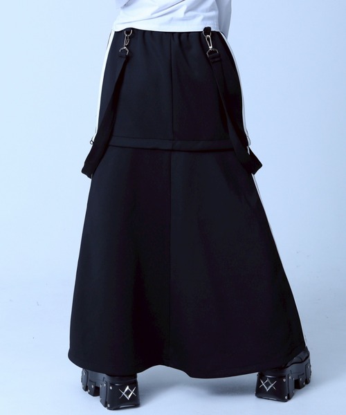 REFLEM/レフレム ポーチ付きジャージフリルスカートブラック×ホワイト REFLEM スカート 「REFLEM/レフレム」ポーチ付きジャージフリル