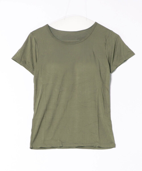 LUMIRA(ルミラ)の「らくらくカップ付き 無地Tシャツ(Tシャツ/カットソー・レディース・ダークグレー/モカ/ピンク/ホワイト/テラコッタ/ブラック/カーキ/グレー/ブルー・MEDIUM/LARGE/X-LARGE)」の7枚目の写真