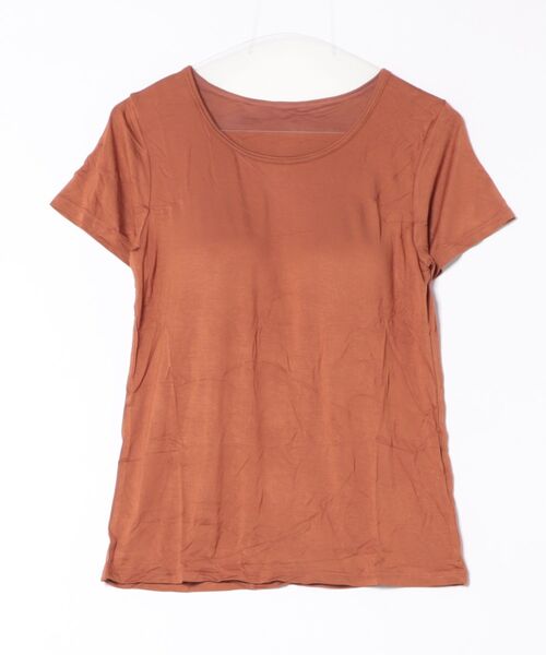 LUMIRA(ルミラ)の「らくらくカップ付き 無地Tシャツ(Tシャツ/カットソー・レディース・ダークグレー/モカ/ピンク/ホワイト/テラコッタ/ブラック/カーキ/グレー/ブルー・MEDIUM/LARGE/X-LARGE)」の6枚目の写真