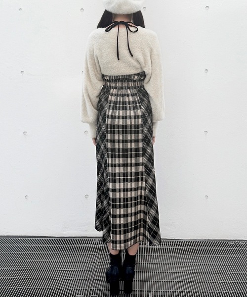 NOMAE（ノーマエ）の「シャギーボレロロングチェックワンピース
