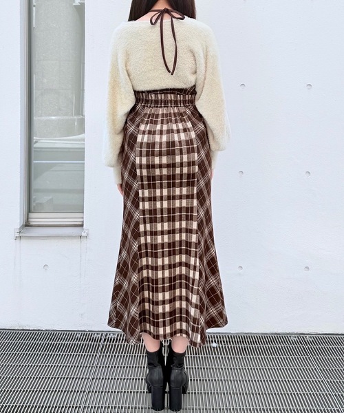 セール】シャギーボレロロングチェックワンピース（ワンピース