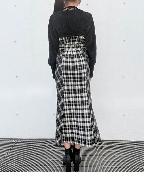 NOMAE（ノーマエ）の「シャギーボレロロングチェックワンピース