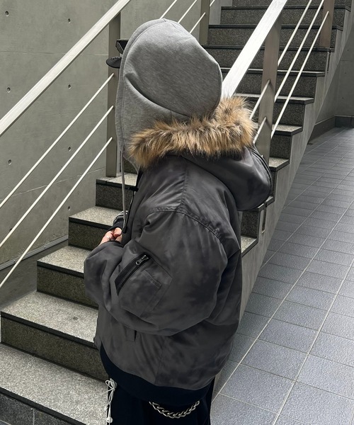 ILL'S（イルズ）の「N2-B ダブルジップナイロンブルゾン フードファー ジップフーディー ミリタリー メンズ レディース ユニセックス（ブルゾン・メンズ・グレー/カーキ/ブラック・L/M）」の11枚目の写真