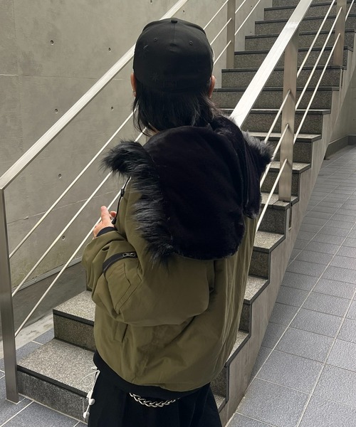 ILL'S（イルズ）の「N2-B ダブルジップナイロンブルゾン フードファー ジップフーディー ミリタリー メンズ レディース ユニセックス（ブルゾン・メンズ・グレー/カーキ/ブラック・L/M）」の17枚目の写真