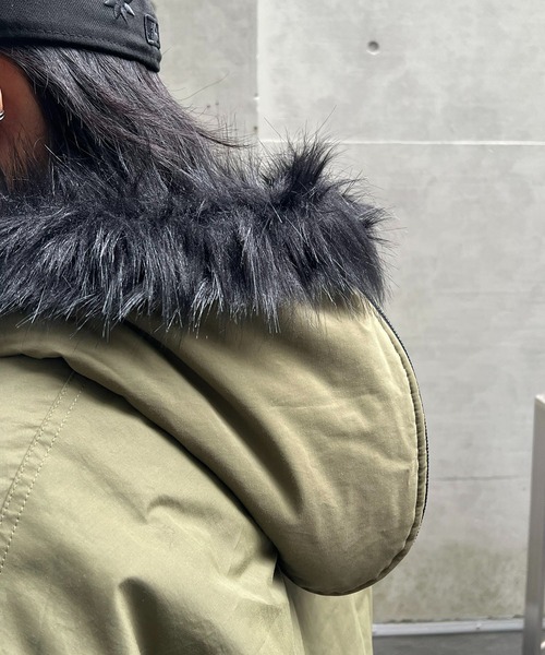 ILL'S（イルズ）の「N2-B ダブルジップナイロンブルゾン フードファー ジップフーディー ミリタリー メンズ レディース ユニセックス（ブルゾン・メンズ・グレー/カーキ/ブラック・L/M）」の19枚目の写真