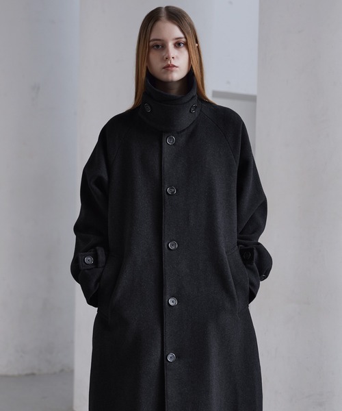 CLEL】Wool Blend Tech Melton Soutien Collar Coat / ウールブレンド