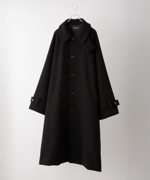 CLEL】Wool Blend Tech Melton Soutien Collar Coat / ウールブレンド