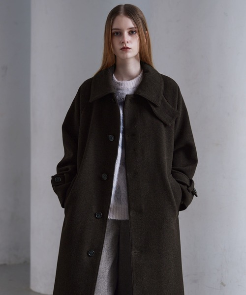 CLEL】Wool Blend Tech Melton Soutien Collar Coat / ウールブレンド