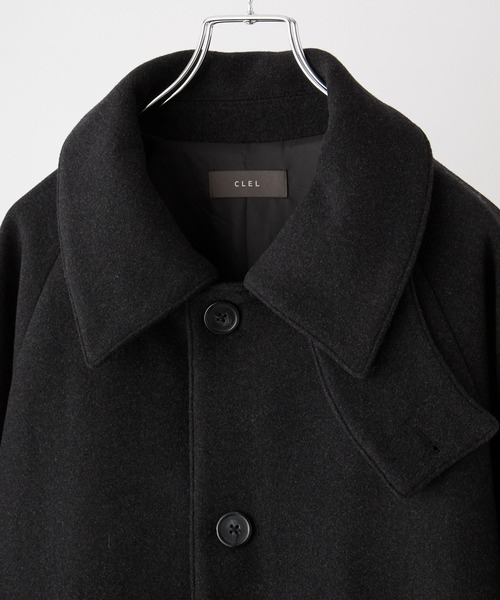 CLEL】Wool Blend Tech Melton Soutien Collar Coat / ウールブレンド