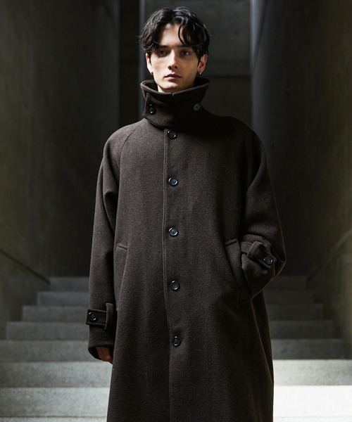 CLEL】Wool Blend Tech Melton Soutien Collar Coat / ウールブレンド