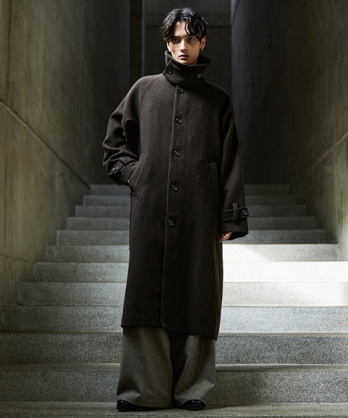 CLEL】Wool Blend Tech Melton Soutien Collar Coat / ウールブレンド
