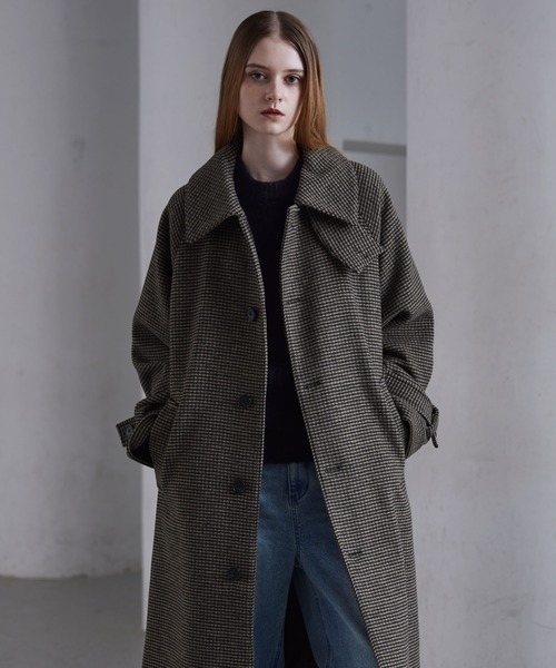 CLEL 2025年版ウールブレンド テックメルトンステンカラーコート CLEL