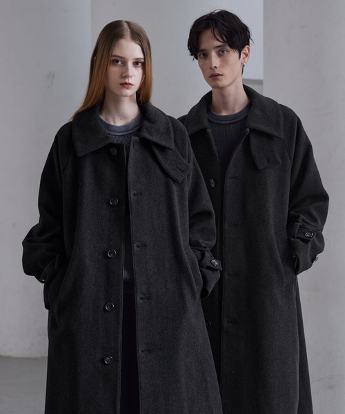 CLEL】Wool Blend Tech Melton Soutien Collar Coat / ウールブレンド