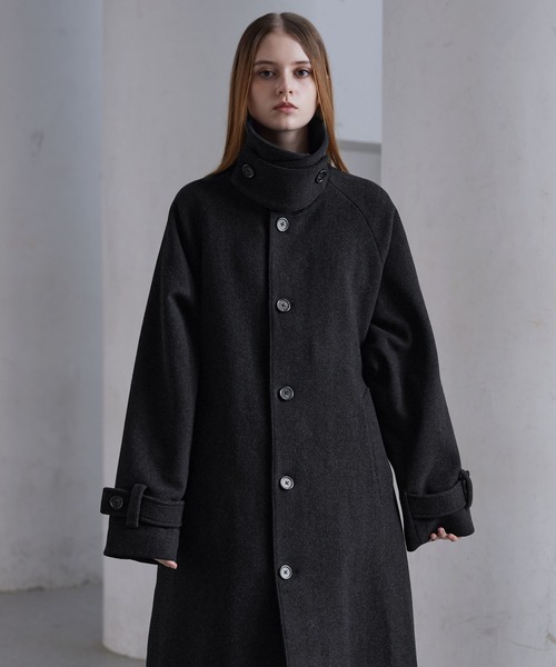CLEL】Wool Blend Tech Melton Soutien Collar Coat / ウールブレンド