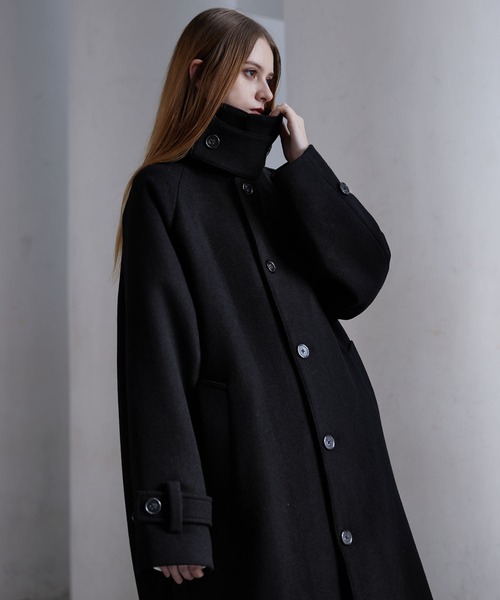 CLEL】Wool Blend Tech Melton Soutien Collar Coat / ウールブレンド