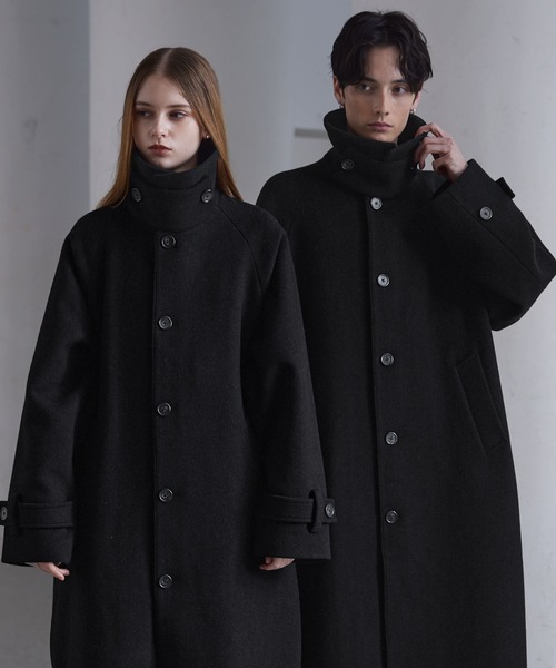 CLEL】Wool Blend Tech Melton Soutien Collar Coat / ウールブレンド