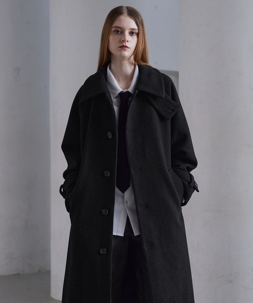 CLEL】Wool Blend Tech Melton Soutien Collar Coat / ウールブレンド