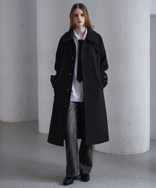 CLEL】Wool Blend Tech Melton Soutien Collar Coat / ウールブレンド