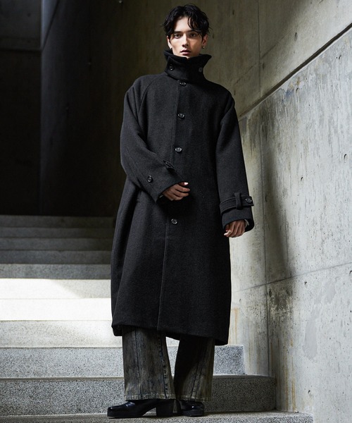 CLEL】Wool Blend Tech Melton Soutien Collar Coat / ウールブレンド