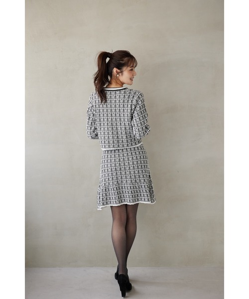 tocco closet（トッコ　クローゼット）の「飾りポケット装飾ツイード風ニットミニスカート（スカート・レディース・グレー/ブラック/ピンク・M）」の5枚目の写真