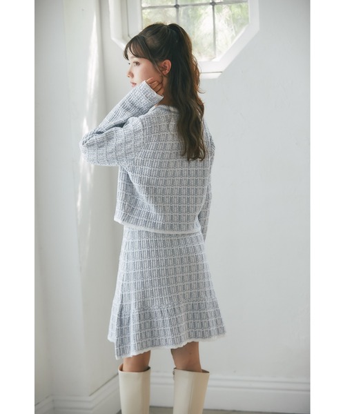 tocco closet（トッコ　クローゼット）の「飾りポケット装飾ツイード風ニットミニスカート（スカート・レディース・グレー/ブラック/ピンク・M）」の12枚目の写真