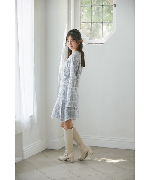 tocco closet（トッコ　クローゼット）の「飾りポケット装飾ツイード風ニットミニスカート（スカート・レディース・グレー/ブラック/ピンク・M）」の10枚目の写真