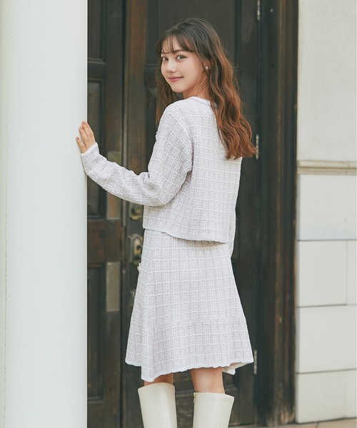 tocco closet（トッコ　クローゼット）の「飾りポケット装飾ツイード風ニットミニスカート（スカート・レディース・グレー/ブラック/ピンク・M）」の19枚目の写真
