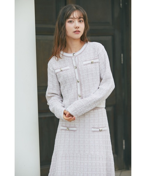 tocco closet（トッコ　クローゼット）の「飾りポケット装飾ツイード風ニットミニスカート（スカート・レディース・グレー/ブラック/ピンク・M）」の18枚目の写真