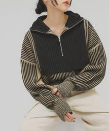 KBF | 【累計販売点数3万3千点突破】レイヤードハーフZIPニット(ニット/セーター)