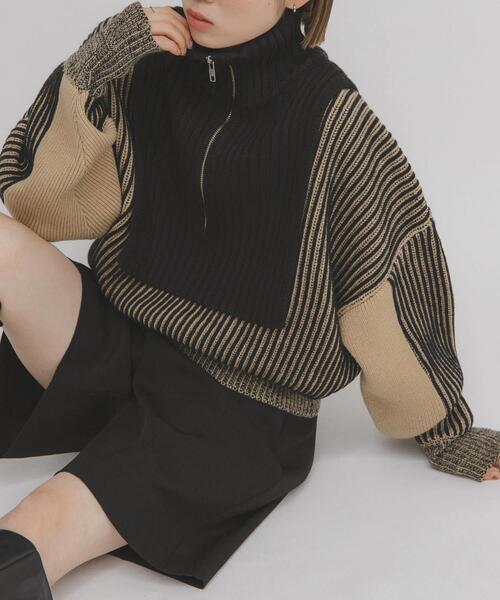 セール】レイヤードハーフZIPニット（ニット/セーター）｜KBF