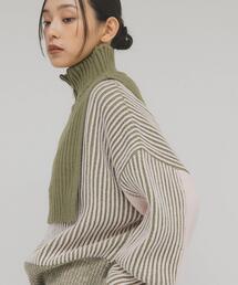 【累計販売点数3万3千点突破】レイヤードハーフZIPニット