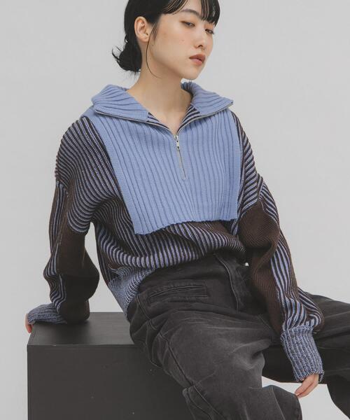 ハープ セール】レイヤードハーフZIPニット（ニット/セーター）｜KBF