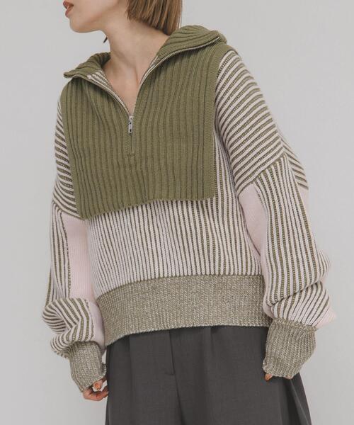 KBF（ケイビーエフ）の「レイヤードハーフZIPニット（ニット/セーター・レディース・ブラック系その他/グリーン系その他/ブルー系その他・ONE）」の8枚目の写真