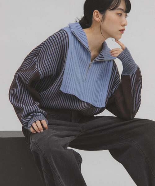 KBF（ケイビーエフ）の「レイヤードハーフZIPニット（ニット/セーター・レディース・ブラック系その他/グリーン系その他/ブルー系その他・ONE）」の16枚目の写真