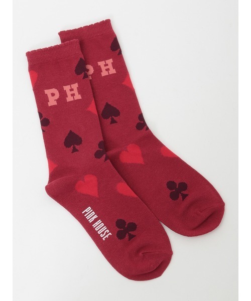 PINK HOUSE（ピンクハウス）の「PHロゴトランプ柄ソックス（ソックス/靴下・レディース・ブラック/ブルー/オレンジ/キナリ/レッド・フリー）」の4枚目の写真