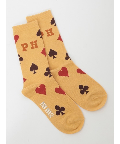 PINK HOUSE（ピンクハウス）の「PHロゴトランプ柄ソックス（ソックス/靴下・レディース・ブラック/ブルー/オレンジ/キナリ/レッド・フリー）」の5枚目の写真