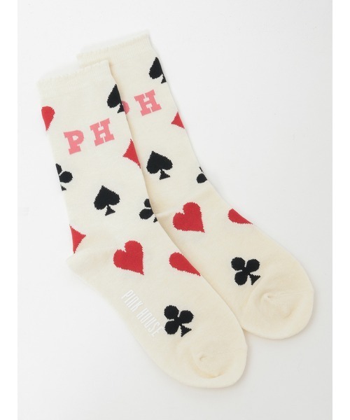 PINK HOUSE（ピンクハウス）の「PHロゴトランプ柄ソックス（ソックス/靴下・レディース・ブラック/ブルー/オレンジ/キナリ/レッド・フリー）」の2枚目の写真