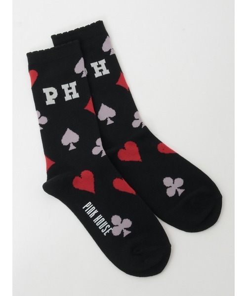 PINK HOUSE（ピンクハウス）の「PHロゴトランプ柄ソックス（ソックス/靴下・レディース・ブラック/ブルー/オレンジ/キナリ/レッド・フリー）」の3枚目の写真