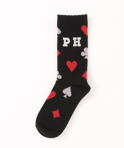 PINK HOUSE（ピンクハウス）の「PHロゴトランプ柄ソックス（ソックス/靴下・レディース・ブラック/ブルー/オレンジ/キナリ/レッド・フリー）」の12枚目の写真