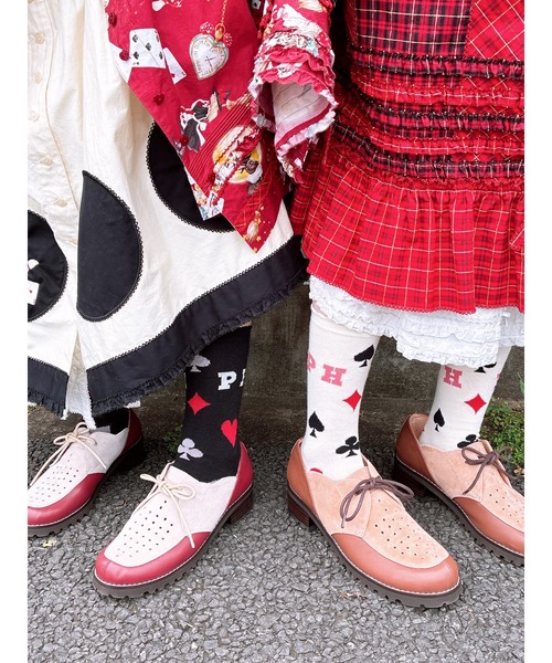 PINK HOUSE（ピンクハウス）の「PHロゴトランプ柄ソックス（ソックス/靴下・レディース・ブラック/ブルー/オレンジ/キナリ/レッド・フリー）」の18枚目の写真