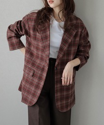 isaiaチェック柄ブラウンレッドテーラードジャケット isaiaチェック柄ブラウンレッドテーラードジャケット メンズ