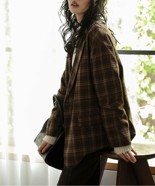SUGAR BISKET（シュガービスケット）の「チェック柄テーラードジャケット（テーラードジャケット・レディース・レッド/ブラウン/ブラック・フリー）」の12枚目の写真