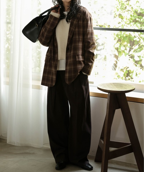 SUGAR BISKET（シュガービスケット）の「チェック柄テーラードジャケット（テーラードジャケット・レディース・レッド/ブラウン/ブラック・フリー）」の14枚目の写真