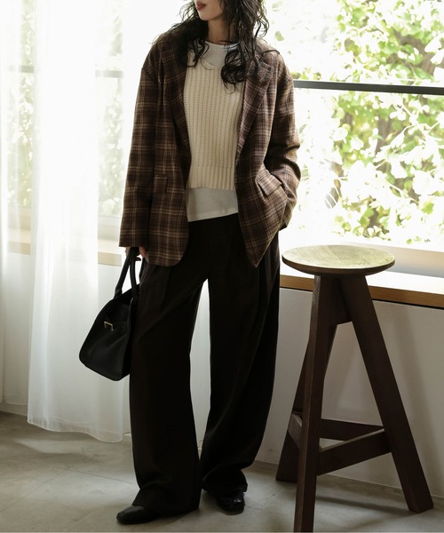 SUGAR BISKET（シュガービスケット）の「チェック柄テーラードジャケット（テーラードジャケット・レディース・レッド/ブラウン/ブラック・フリー）」の13枚目の写真