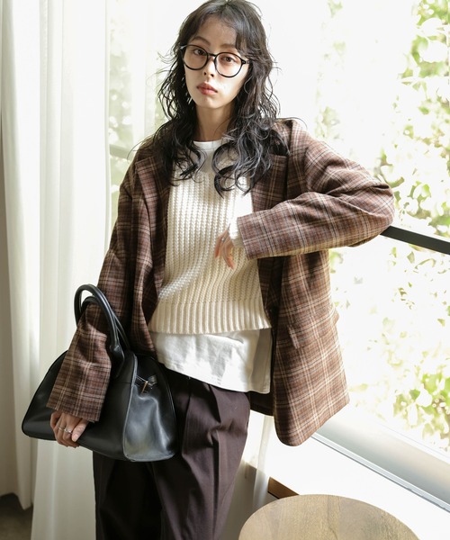 SUGAR BISKET（シュガービスケット）の「チェック柄テーラードジャケット（テーラードジャケット・レディース・レッド/ブラウン/ブラック・フリー）」の17枚目の写真